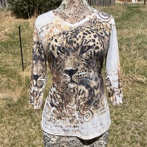 Sparkling Leopard Shirt. Size L